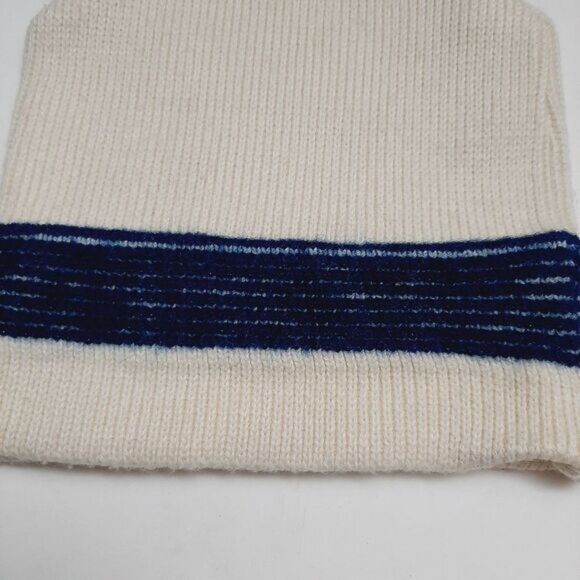 Retro 80's GORDINI 100% Wool Intarsia Stripe Pattern Knit Beanie Hat White OS - Picture 11 of 15